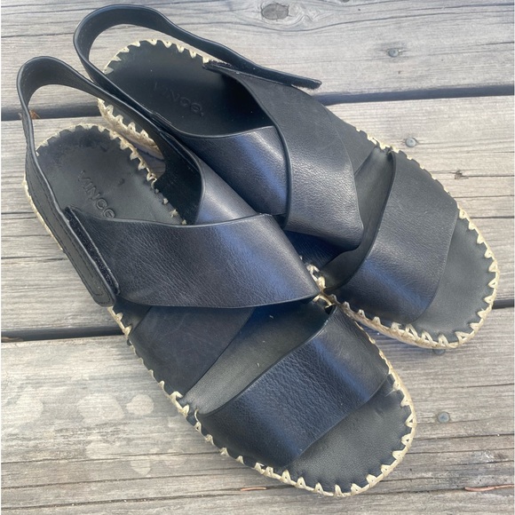 Vince Leather Espadrilles Size 9 Black - EUC- gorgeous and comfy - Picture 5 of 12